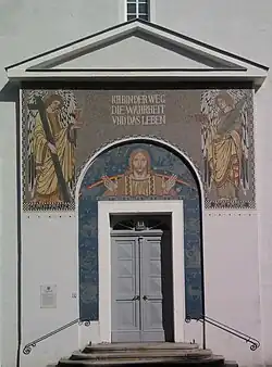 Mosaic at the entrance of Christuskirche (by Josef Goller and Villeroy & Boch)