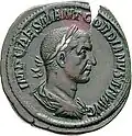 Portrait of the emperor Gordianus I (238) on a bronze sestertius