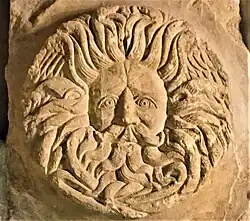 Fig. 21. first century Gorgon's Head of the Temple Sulis Minerva at Bath, considered a mix of Greek, Celtic and Roman iconography[93]