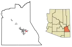 Location of Solomon in Graham County, Arizona.