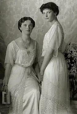 Grand Duchess Olga Nikolaevna of Russia and Grand Duchess Tatiana Nikolaevna of Russia in 1914