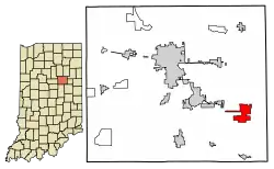 Location of Upland in Grant County, Indiana.