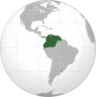 Territory claimed by Gran Colombia (does not include Mosquito Coast)