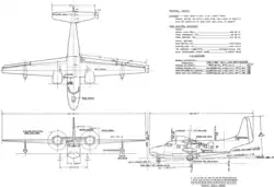 3-view line drawing of the Grumman G-73 Mallard