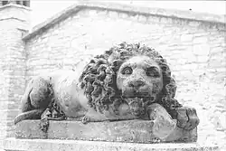 Statue of a Lion outside the Basilica in the square