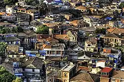 A look from above at houses in Chinese and western styles