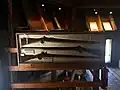 Some guns from the 1800s, originally owned by Hudson's Bay employees, on the second floor of the Bastion.
