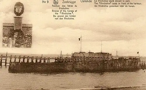 HMS Vindictive sunk after the Second Ostend Raid