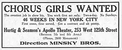 Advertisement for Hurtig and Seamon's Apollo Theater in 1928