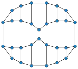 Halin graph with one 16-vertex face, two 10-vertex faces, and all other faces having 3 to 5 vertices