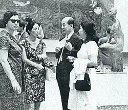 Yozo Hamaguchi (second from right) with wife Keiko Minami (far right), c. 1960