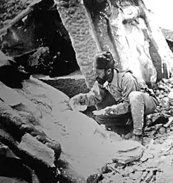 Osman Hamdi Bey excavating at the archaeological site in Mount Nemrut