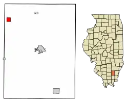 Location of Dahlgren in Hamilton County, Illinois.