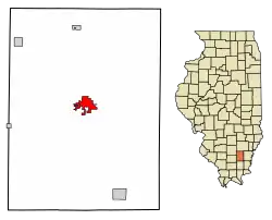 Location of McLeansboro in Hamilton County, Illinois.