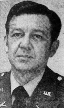 Black and white head and shoulders newspaper photo of Brigadier General Harold R. Story