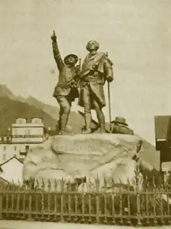 Image 5Chamonix, The Monument of Horace-Bénédict de Saussure and Jacques Balmat, in honor of their climb of Mont Blanc (from History of the Alps)