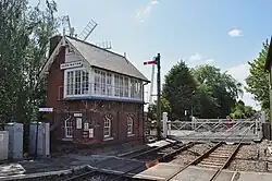 Signal, signal box & level crossing