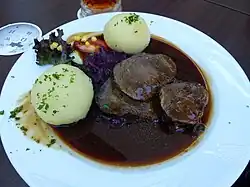 Sauerbraten with potato dumplings