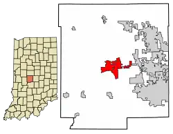 Location of Danville in Hendricks County, Indiana