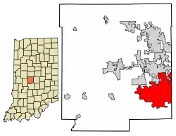 Location of Plainfield in Hendricks County, Indiana.