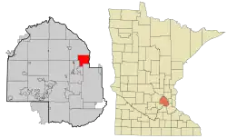 Location of the city of Brooklyn Center within Hennepin County, Minnesota