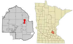 Location of the city of Crystal within Hennepin County, Minnesota