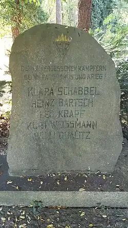 Clara Schabbel's gravestone in Hennigsdorf Forest Cemetery