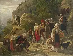 Refugees from the Herzegovina Uprising, painting, 1889