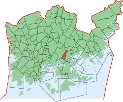Position of Herttoniemen teollisuusalue within Helsinki