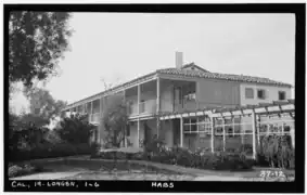 Los Cerritos Ranch House after restoration. Photo by Daniel Cathcart, March 8, 1934.