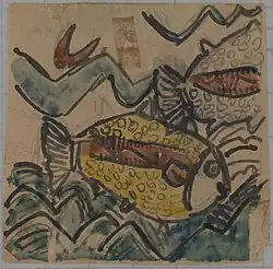 Fish Design for a Ceramic Plate by Holcha Krake, watercolor on paper, c.1930–1939