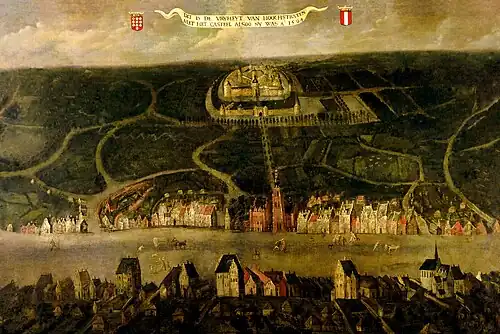 The city of Hoogstraten with the castle in the back (1564)