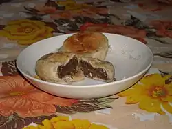 Filipino hopia filled with mung bean paste