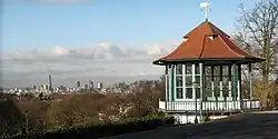 Viewing the London skyline from the Horniman Museum garden
