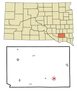Location in Hutchinson County and the state of South Dakota