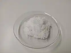Potassium bisulfate crystals on filter paper