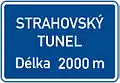 Worded sign (name of a tunnel, length 2000 m)