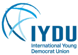The IYDU logo is a stylised globe criss-crossed with blue lines.