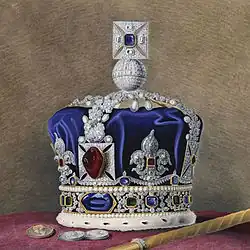 Hand-coloured lithograph of Queen Victoria's Imperial State Crown