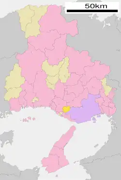 Location of Inami in Hyōgo Prefecture
