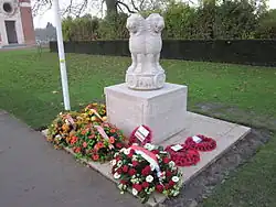 "India in Flanders Field, 2011." Ypres, Belgium. Standing 1.8 metres (5.9 ft) tall, the memorial introduces many visitors to the 130,000 lives lost by Indian Expeditionary Force in this region in the First World War.