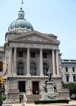 Image 4The fifth Indiana Statehouse in Indianapolis built in 1888 on the site of the third statehouse (from History of Indiana)