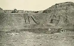 cropped Interior view of the northeast angle Showing the site of the reserve powder magazine that exploded;[39]