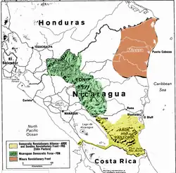 Insurgency area in Nicaragua (1984)