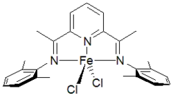 Catalysts supported by tridentate diiminopyridine ligand.