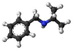 Ball-and-stick model of the isopropylbenzylamine molecule