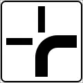 Direction of main road (example). It is used with priority sign (formerly used )
