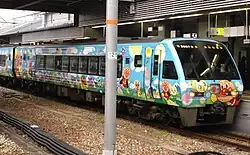 Anpanman characters on a JR Shikoku 2000 series train