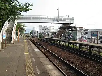 A view of the station platforms looking in the direction of Takamatsu
