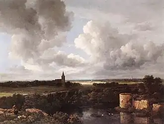 A Landscape with a Ruined Castle and a Church, by Jacob van Ruisdael, National Gallery